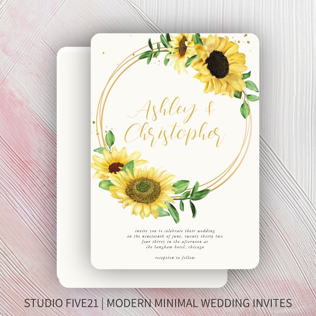 Elegante Rustikale Sonnenblumenhochzeit Einladung (Von Creator hochgeladen)