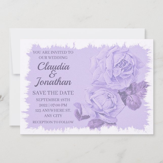 Elegante rustikale staubblaue Rose mit Blumen Save The Date (Vorderseite)