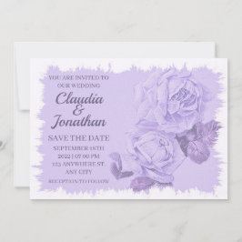 Elegante rustikale staubblaue Rose mit Blumen Save The Date