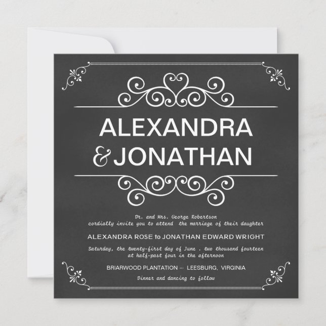 Elegante Rustikale Tafel Hochzeit Einladungen (Vorderseite)