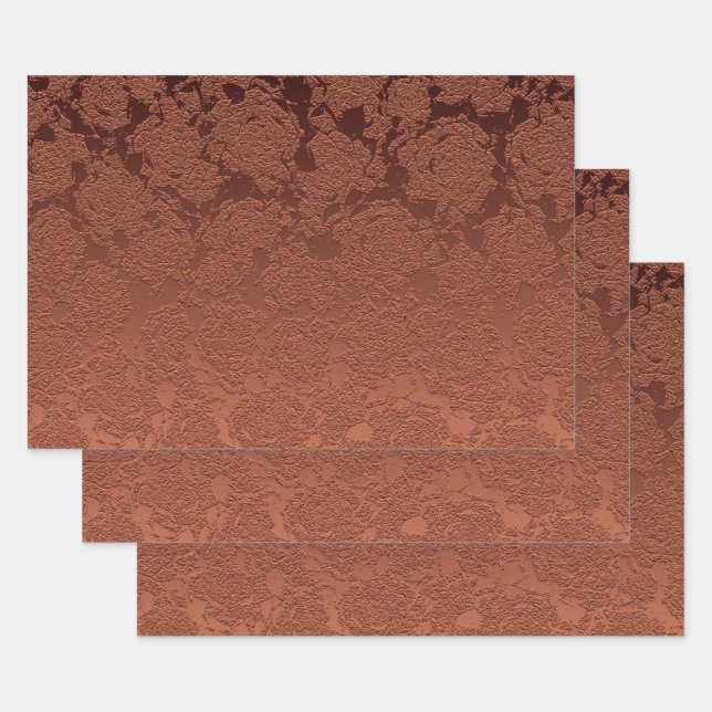 Elegante rustikale Terrakotta-Herbstblumen Geschenkpapier Set (Set)