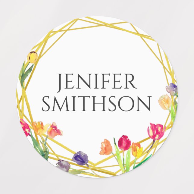 Elegante rustikale Tulip Frühlingsblumen Ihren Nam Etiketten (Design 3)