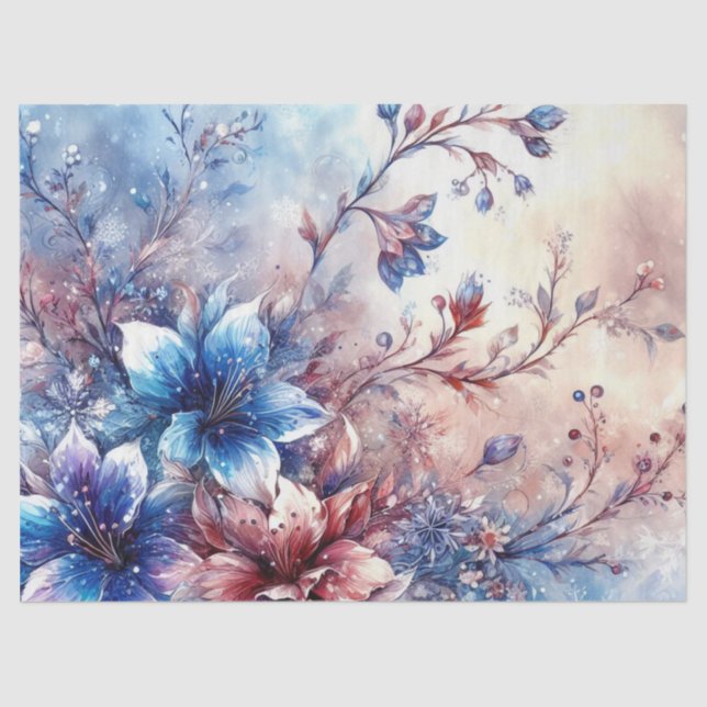 Elegante rustikale Vintag Inspirierte Blumendekoup Seidenpapier (Vorderseite)