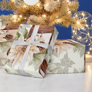 Elegante Rustikale Wasserfarbe Botanische Weihnach Geschenkpapier