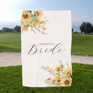 Elegante Rustikale Wasserfarbe Sonnenblume Florale Golfhandtuch