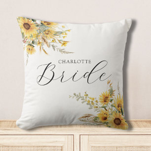 Elegante Rustikale Wasserfarbe Sonnenblume Florale Kissen