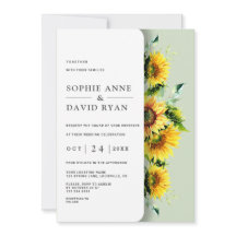 Elegante rustikale Wasserfarben Sonnenblumen Hochz