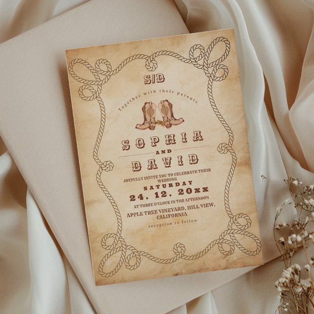 Elegante rustikale westliche Hochzeit  Einladung (Von Creator hochgeladen)