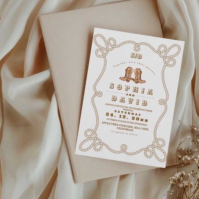 Elegante rustikale westliche Hochzeit  Einladung (Von Creator hochgeladen)