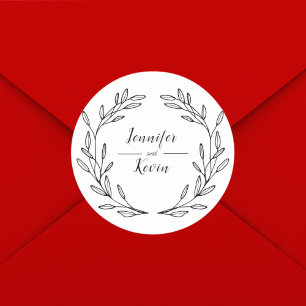 Elegante rustikale Wildblume Folk Wedding Runder Aufkleber