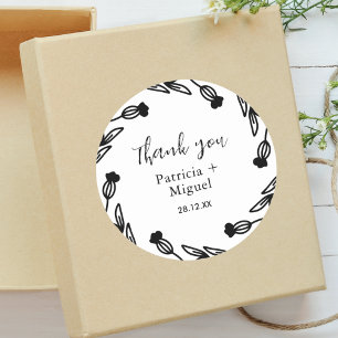 Elegante rustikale Wildblume Folk Wedding Vielen D Runder Aufkleber