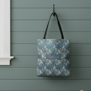 Elegante rustikale Wildblumen auf Teal Wood Monogr