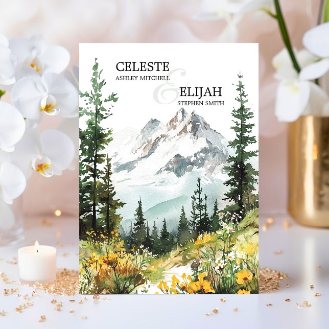 Elegante Rustikale Wildblumen QR WEDDING Einladung (Elegant Rustic Mountain Wildflowers QR code WEDDING Invitation)