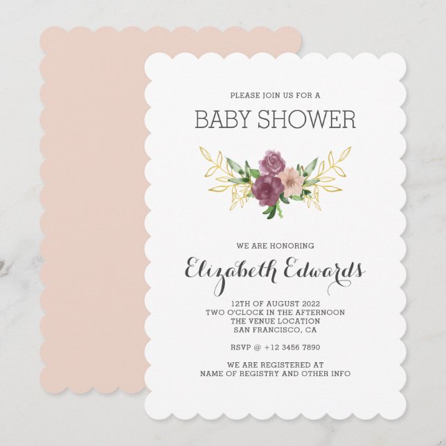 Elegante rustikale Wildblumen Wasserfarben Kinderd Einladung (Vorne/Hinten)