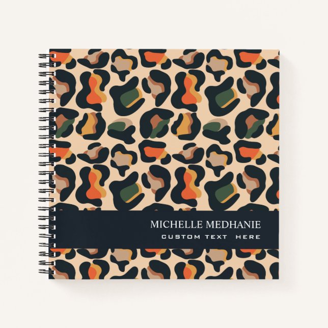 Elegante Safari Tier Leopard Spot MONOGRAM Notizbuch (Vorderseite)