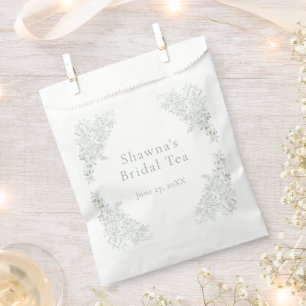 Elegante Sage-Chinoiserie-Natur-Vogel-Brautparty Geschenktütchen