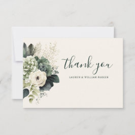 Elegante Sage Elfenbeinblütenhochzeit Dankeschön-K Dankeskarte