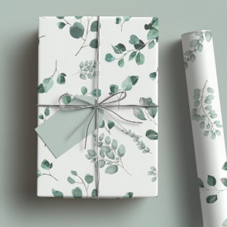 Elegante Sage & Forest Green Eukalyptus Wasserfarb Geschenkpapier