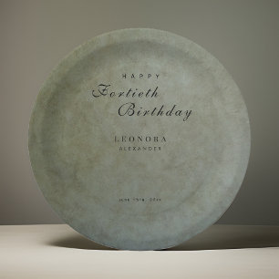 Elegante Sage Gold ANY Geburtstagsparty Pappteller