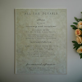 Elegante Sage Gold-Hochzeitungs-Detailkarten Einladung