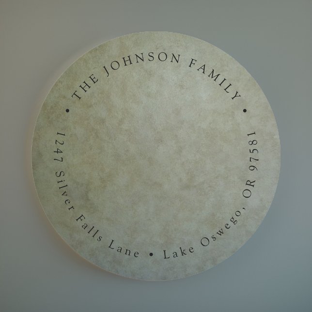 Elegante Sage Gold Rücksendeadresse Runder Aufkleber (Von Creator hochgeladen)