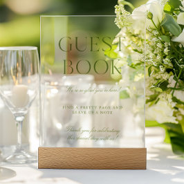 Elegante Sage Green Acrylic Wedding Guest Book Sig Acrylschild