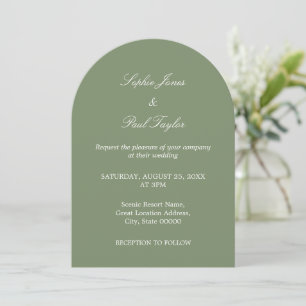 Elegante Sage Green Arch Wedding Einladung