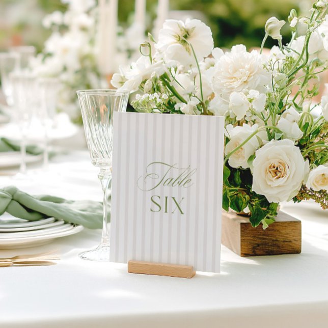 Elegante Sage Green & Beige Wedding Tischnummer (Elegant Sage Green & Beige Wedding Table Number)