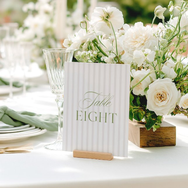 Elegante Sage Green & Beige Wedding Tischnummer (Elegant Sage Green & Beige Wedding Table Number)