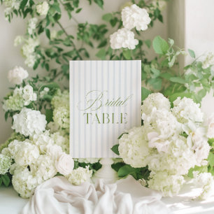 Elegante Sage Green & Blue Bridal Tischnummer