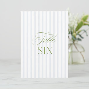 Elegante Sage Green & Blue Wedding Tischnummer