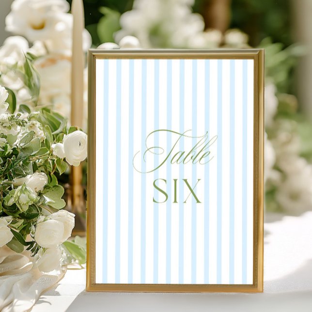 Elegante Sage Green & Blue Wedding Tischnummer (Elegant Sage Green & Blue Wedding Table Number)