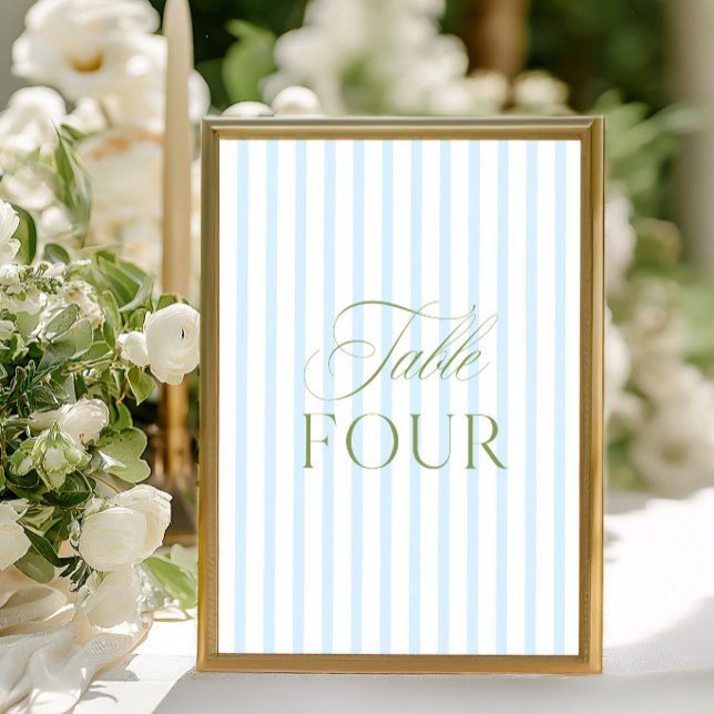 Elegante Sage Green & Blue Wedding Tischnummer (Elegant Sage Green & Blue Wedding Table Number)