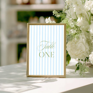 Elegante Sage Green & Blue Wedding Tischnummer