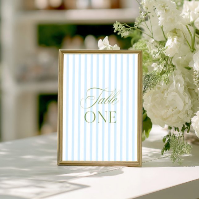 Elegante Sage Green & Blue Wedding Tischnummer (Elegant Sage Green & Blue Wedding Table Number)