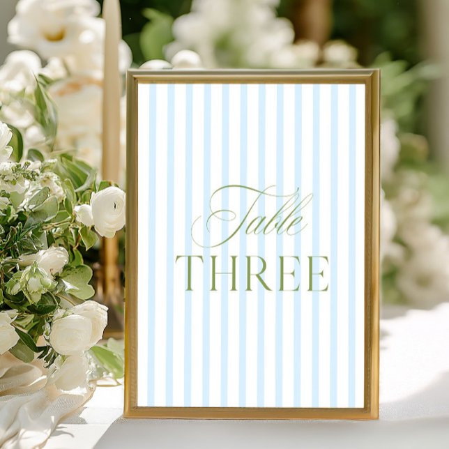 Elegante Sage Green & Blue Wedding Tischnummer (Elegant Sage Green & Blue Wedding Table Number)