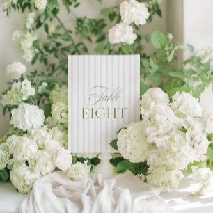 Elegante Sage Green & Blue Wedding Tischnummer