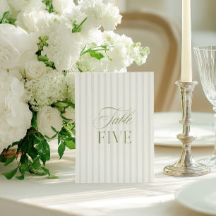 Elegante Sage Green & Blue Wedding Tischnummer