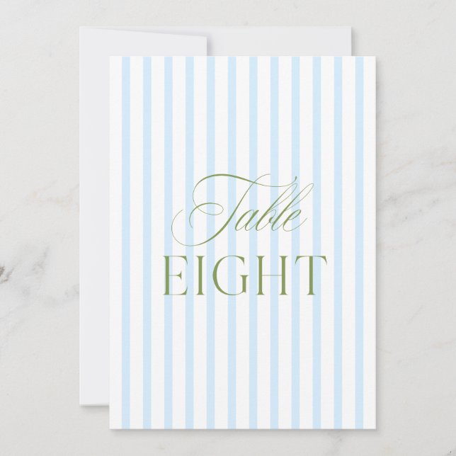 Elegante Sage Green & Blue Wedding Tischnummer (Vorderseite)