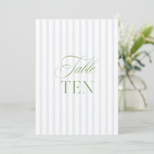 Elegante Sage Green & Blue Wedding Tischnummer