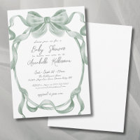 Elegante Sage Green Bow Baby Shower