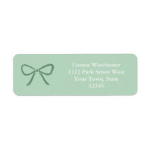 Elegante Sage Green Bow White Text Rücksendeadress