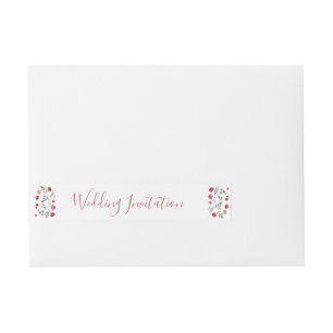 Elegante Sage Green Burgundy Rose White Wedding Rundum-Adressaufkleber