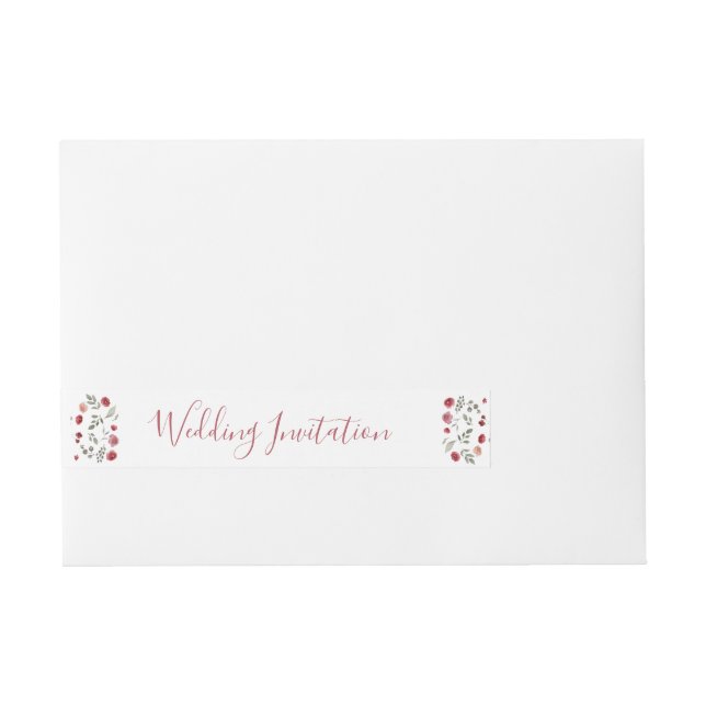 Elegante Sage Green Burgundy Rose White Wedding Rundum-Adressaufkleber (Vorderseite)