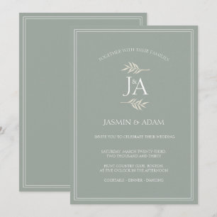 Elegante Sage Green Classic Hochzeiten Einladung