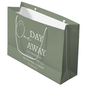 Elegante Sage Green einen Tag vor der Hochzeitsfei Große Geschenktüte