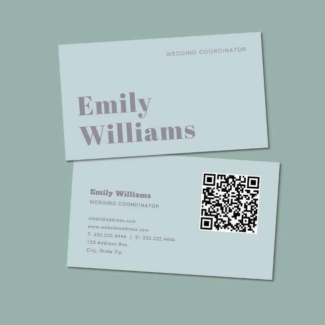 Elegante Sage Green Einfach Beruflich | QR-Code Visitenkarte (Von Creator hochgeladen)