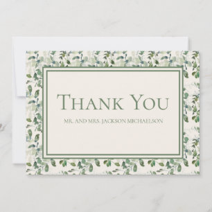 Elegante Sage Green Eucalyptus Blätter Cream Weddi Dankeskarte