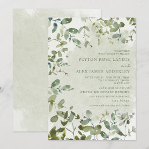 Elegante Sage Green Eucalyptus Botanische Hochzeit Einladung