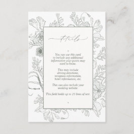 Elegante Sage Green Floral Line Details zur Hochze Begleitkarte